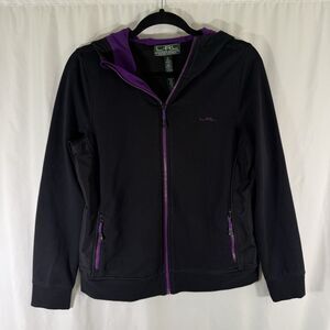 Lauren Ralph Lauren Active Hoodie Women's Medium Black Zip Pockets Full Zip